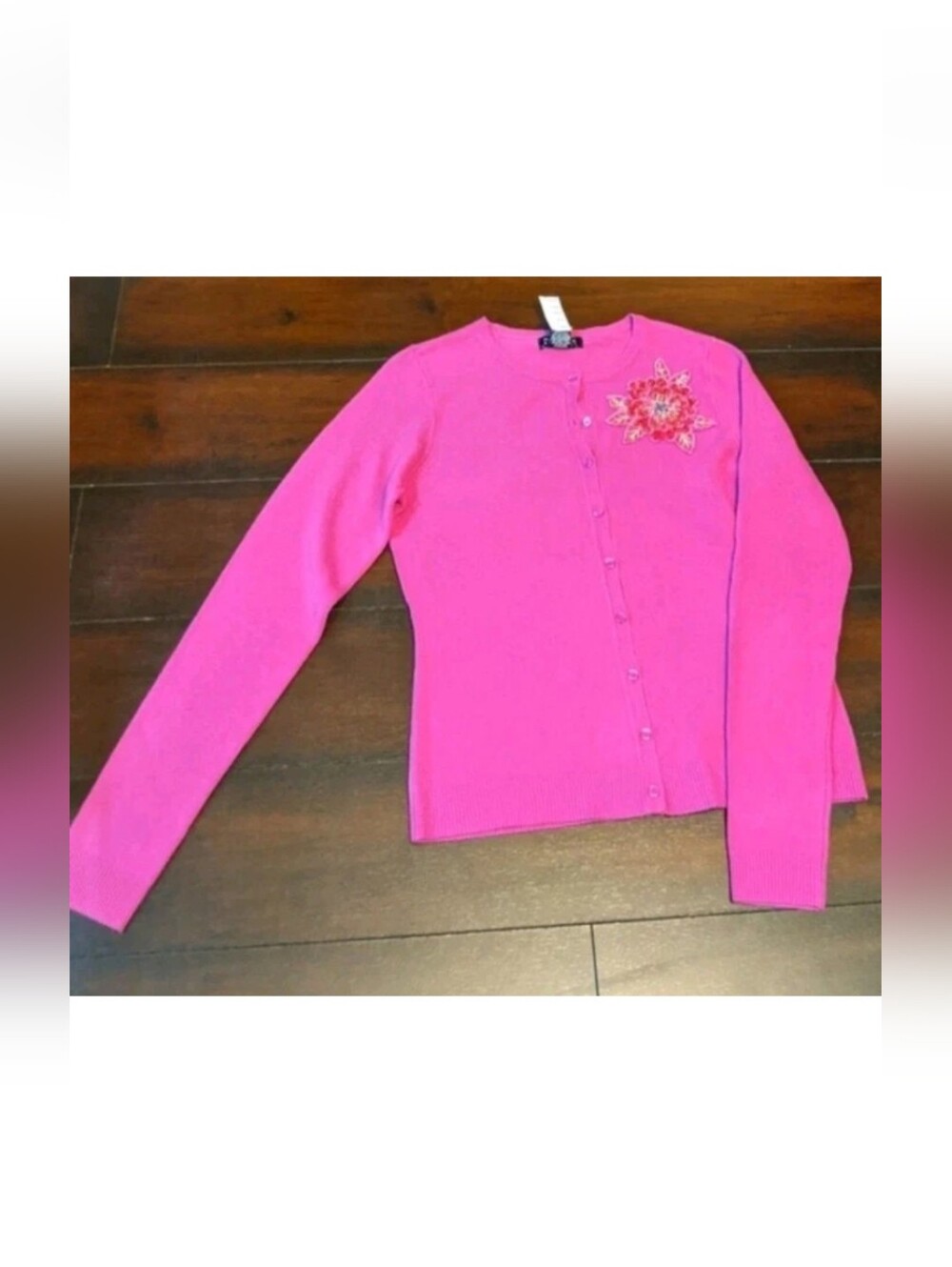 NY&Co Long sleeve knit Cardigan Woman's Size Small Pink Button Sweater Cover S